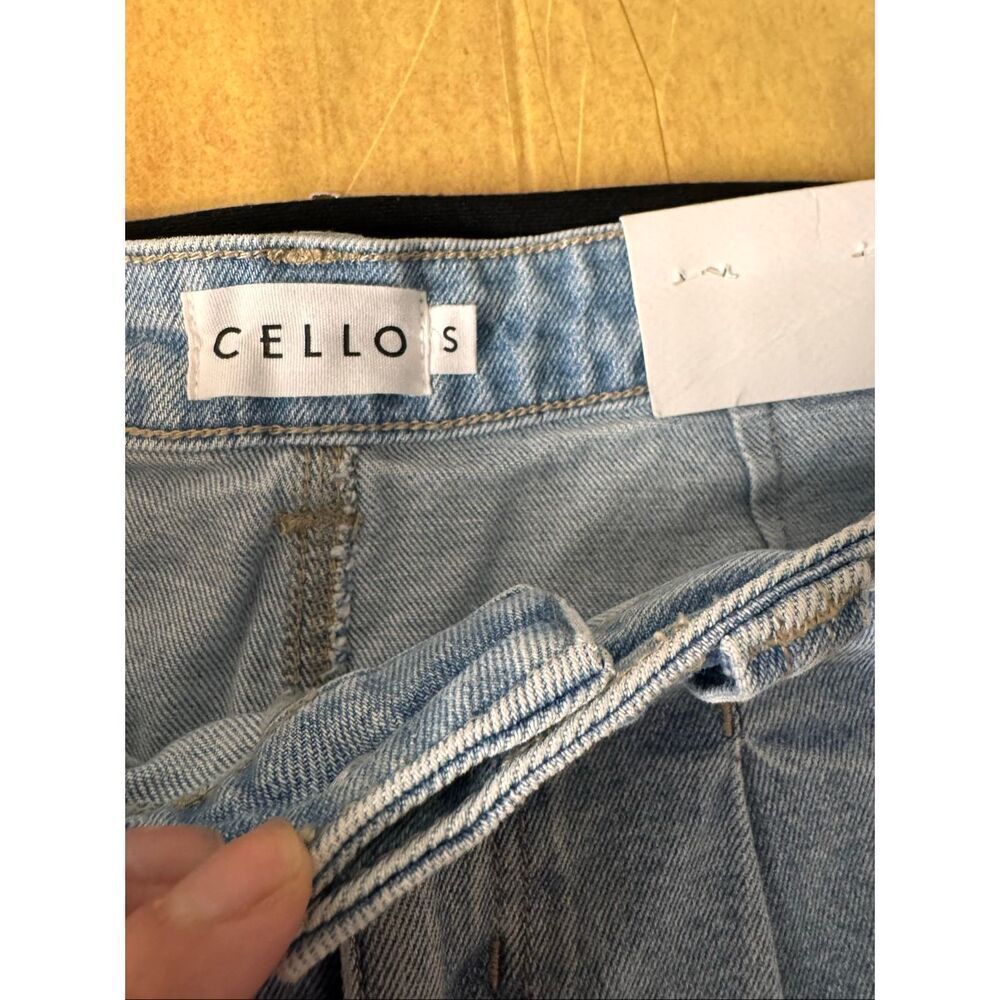 Cello Blue Denim Pleated Mini Skirt | Raw Hem Jean Skirt Size Small - Picture 5 of 7
